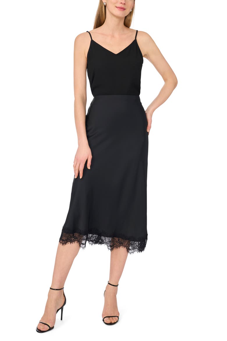 Satin Lace Midi Skirt, Alternate, color, RICH BLACK