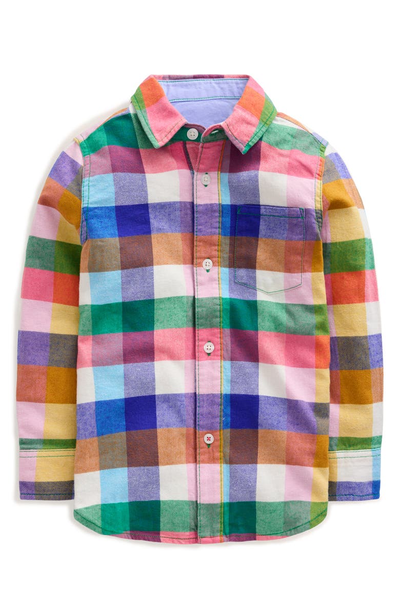 Mini Boden Kids' Check Button-Up Shirt, Main, color, 