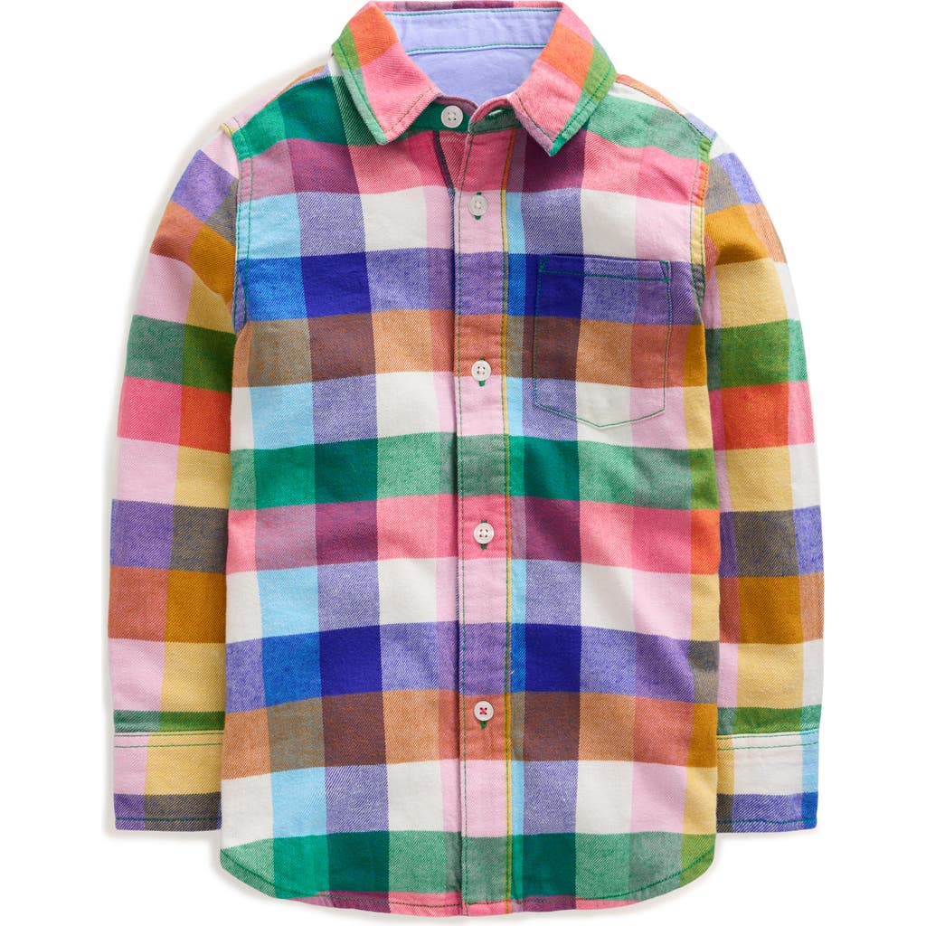 Boden Kids' Check Button-Up Shirt in Multi Gingham