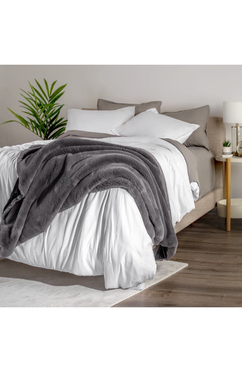 Bare Home Faux Fur Throw  Blanket, Alternate, color, Dark Grey