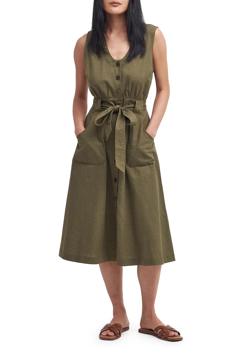 Barbour Rutherglen Cotton & Linen Midi Dress, Main, color, 