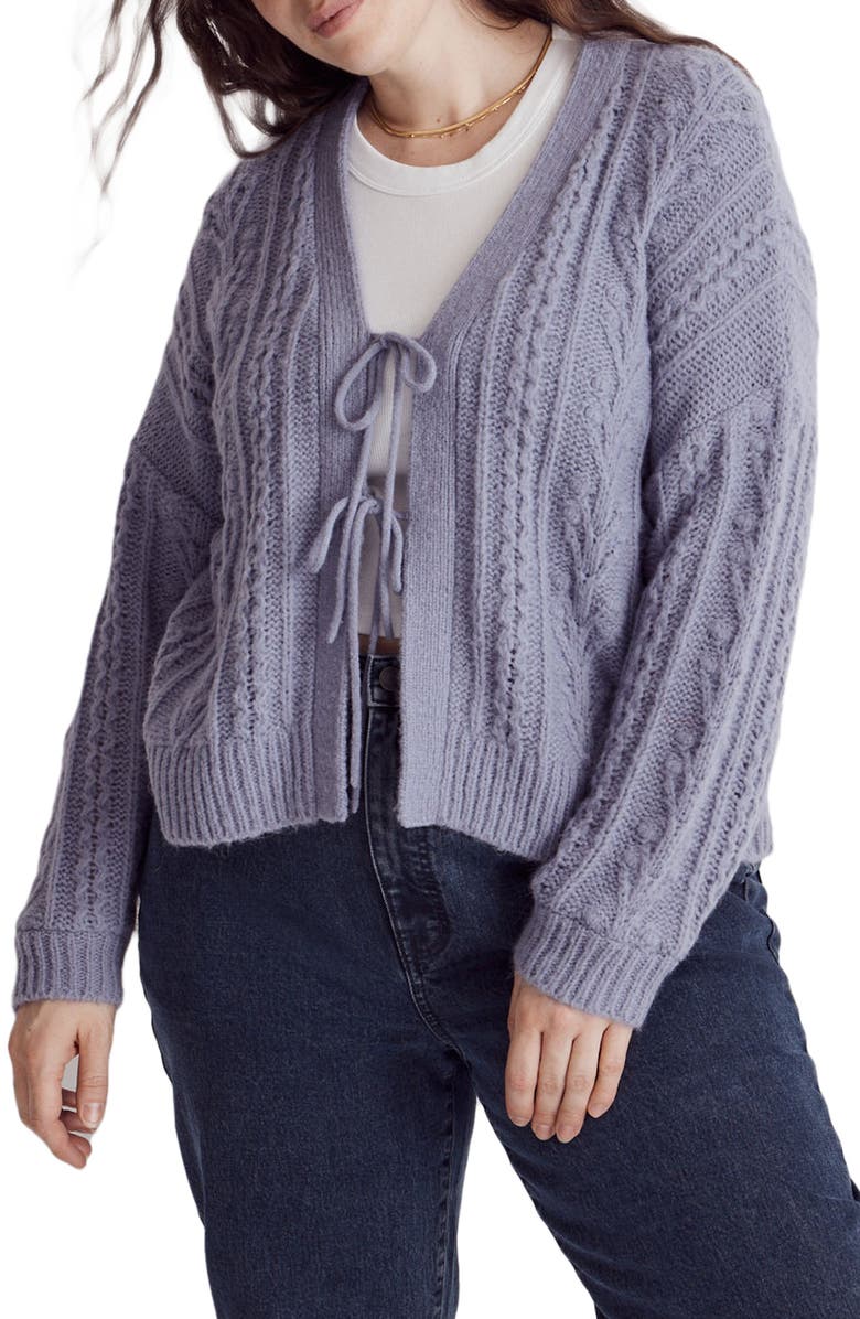 Madewell Cable Tie Front Cardigan Sweater, Alternate, color,