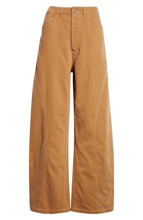 R13 Curved Seam Wide Leg Pants In Brown