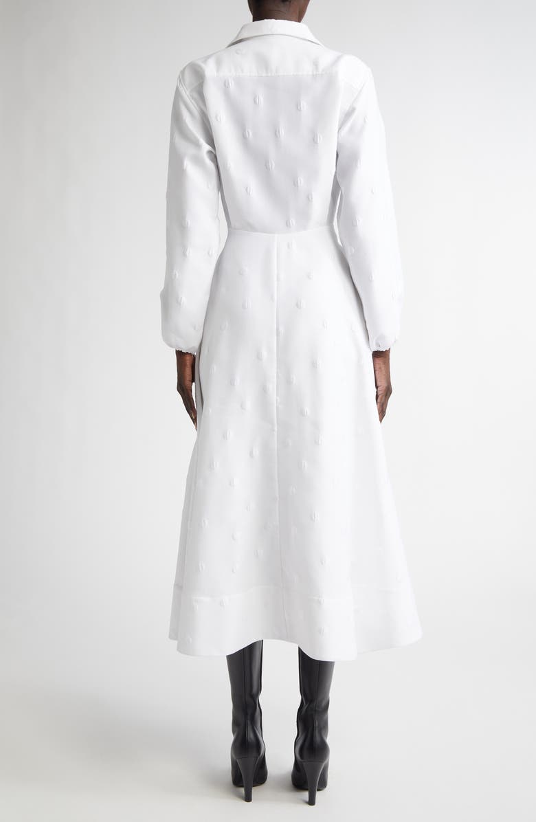 Brandon Maxwell Maggie Polka Dot Long Sleeve Jacquad Shirtdress, Alternate, color, 