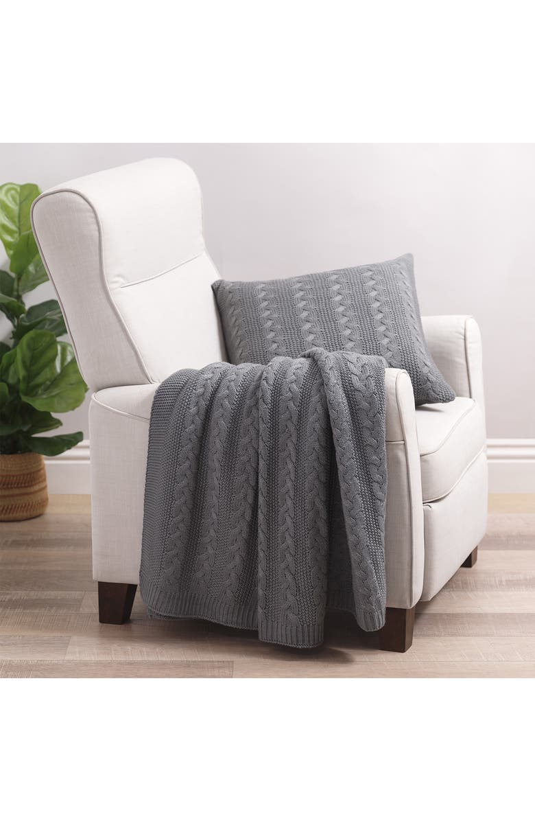 Allied Home Cable Knit Throw, Alternate, color, Grey