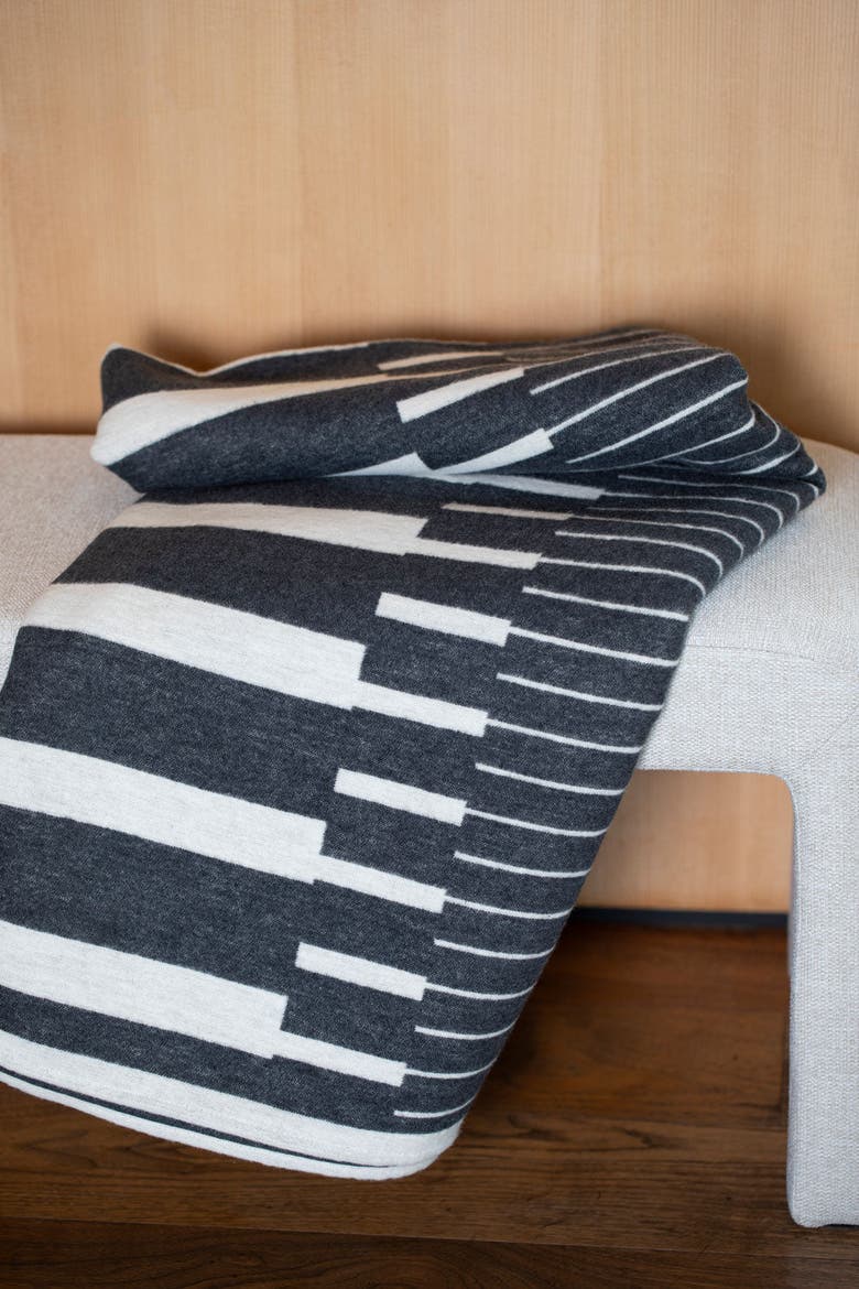 Luca Two-Tone Stripes Throw, Alternate, color, Charcoal