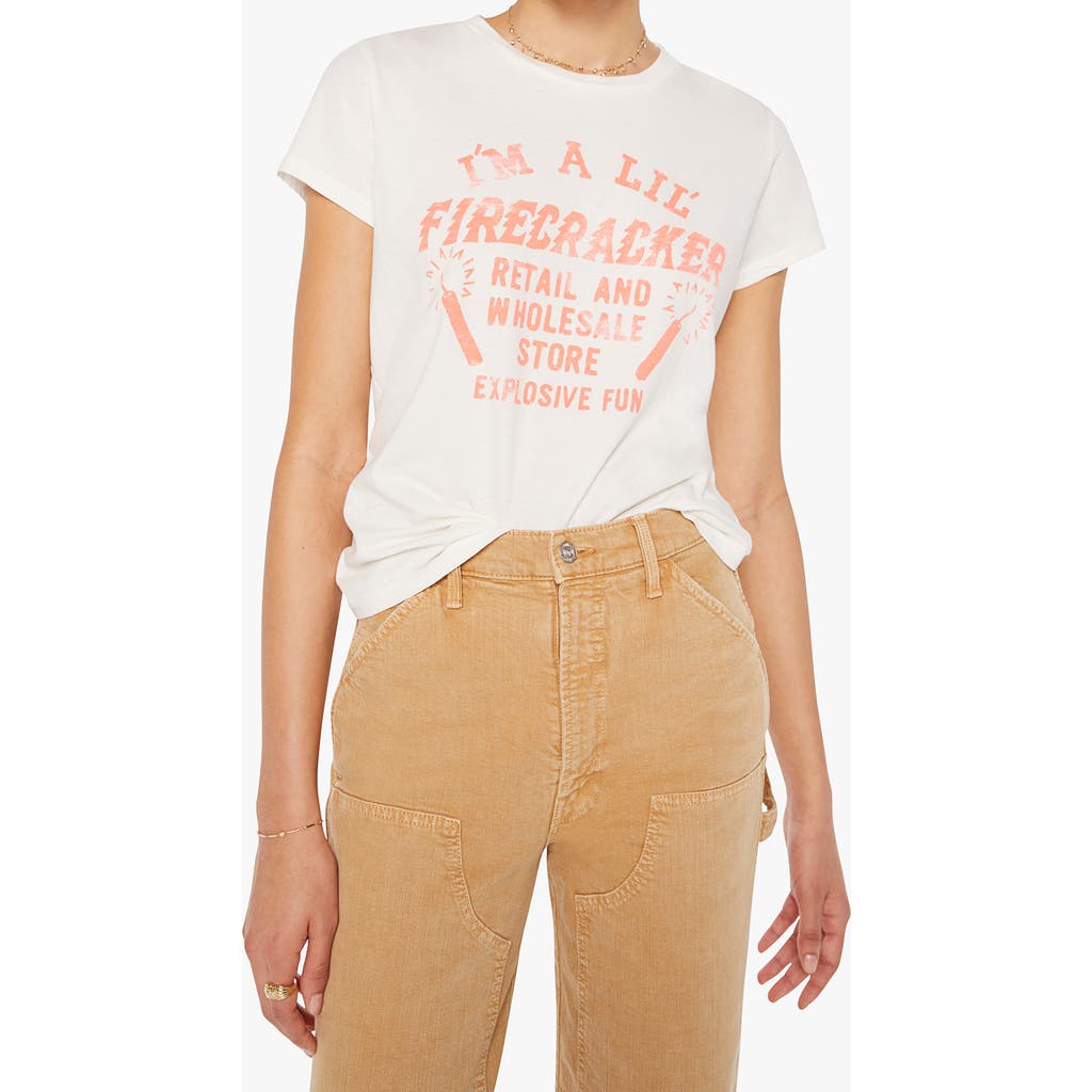 Mother Womens Lil Firecracker The Boxy Goodie Goodie Short-sleeves Cotton-jersey T-shirt Xs In White