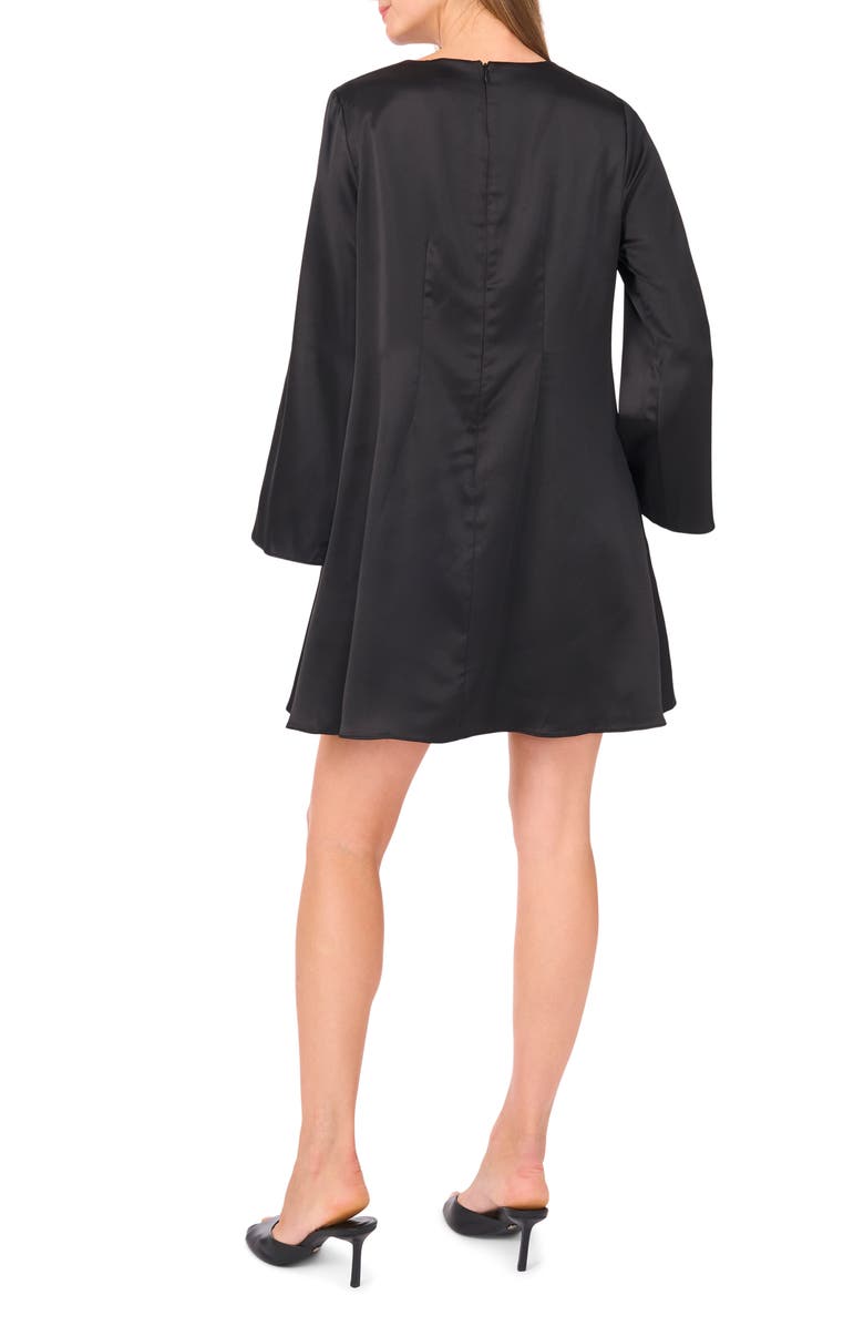 Vince Camuto Long Sleeve Satin Minidress, Alternate, color, Rich Black