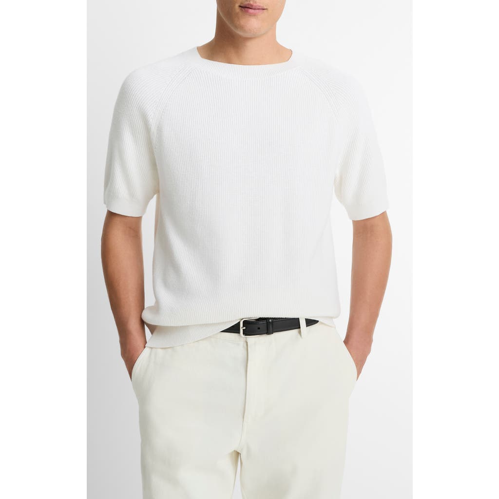 Vince Milano Short Sleeve Crewneck Sweater In Off White