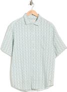 Tommy Bahama Wash of Watercolor Geo Print Short Sleeve Button-Up Shirt