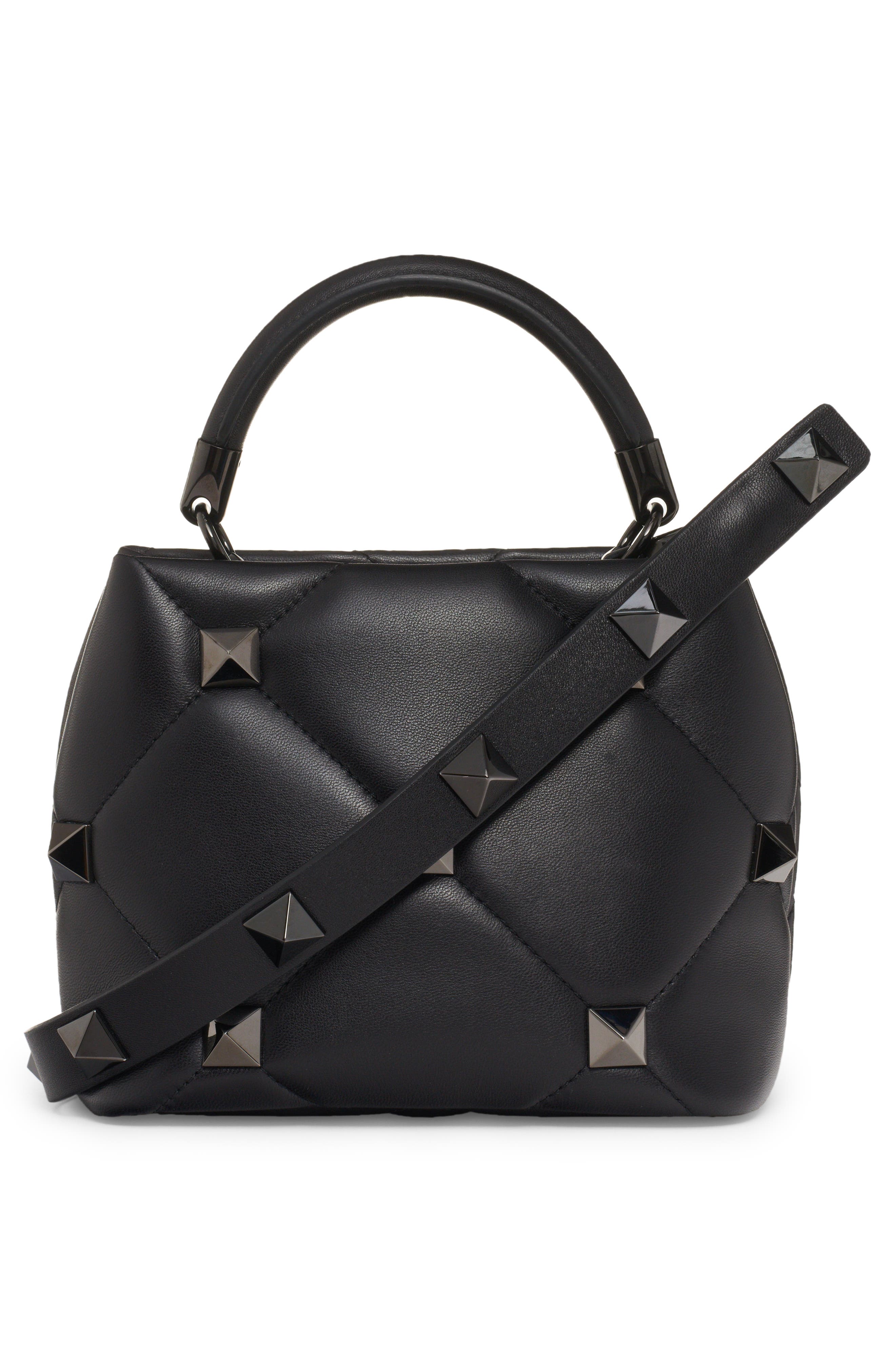 Valentino Garavani Small Roman Stud Quilted Leather Top Handle Bag, Alternate, color, 