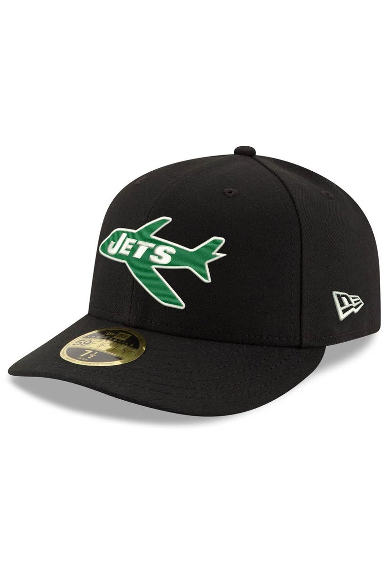 Men's New Era Black New York Jets Omaha Throwback Low Profile 59FIFTY Fitted Hat, Main, color, Black