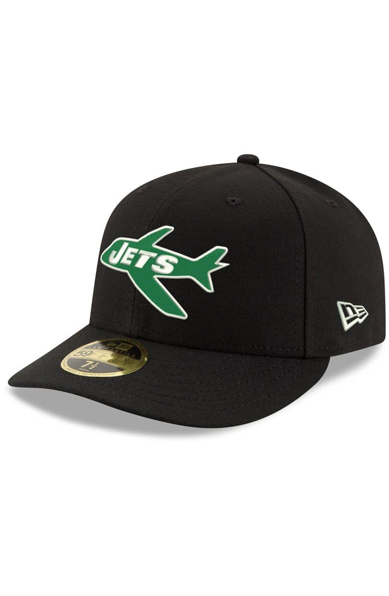 New Era Men's New Era Black New York Jets Omaha Throwback Low Profile 59FIFTY Fitted Hat, Main, color, Black