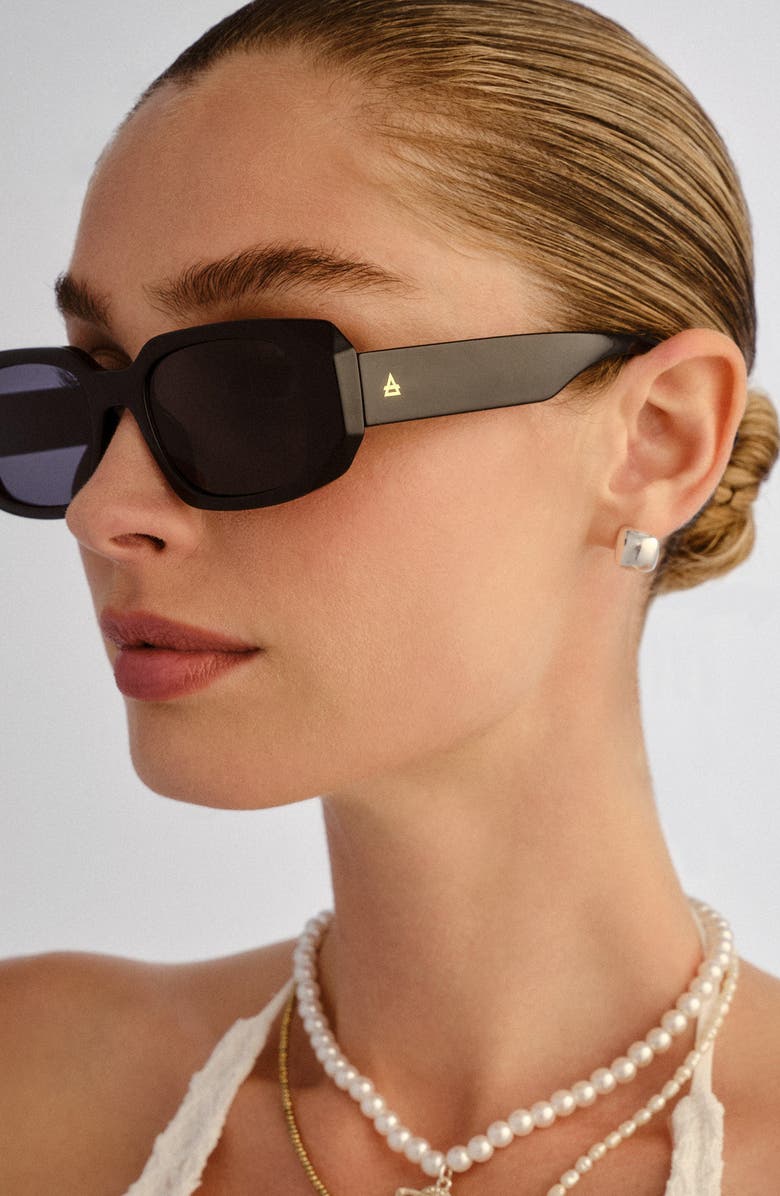 AIRE Ascendant 49mm Rectangular Sunglasses, Alternate, color, Black / Smoke Mono