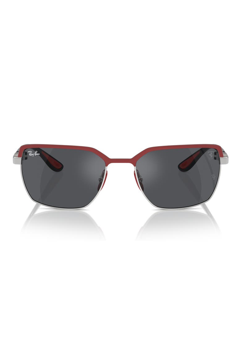 x Ferrari Scuderia 58mm Square Sunglasses, Main, color, DARK GREY