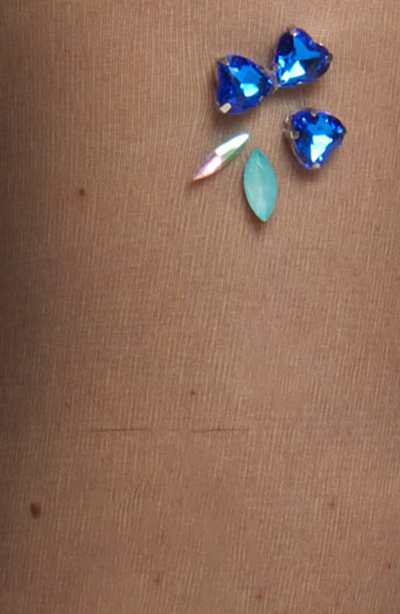 HIGH HEEL JUNGLE Arcadia Floral Crystal Sheer Tights, Alternate, color, Black