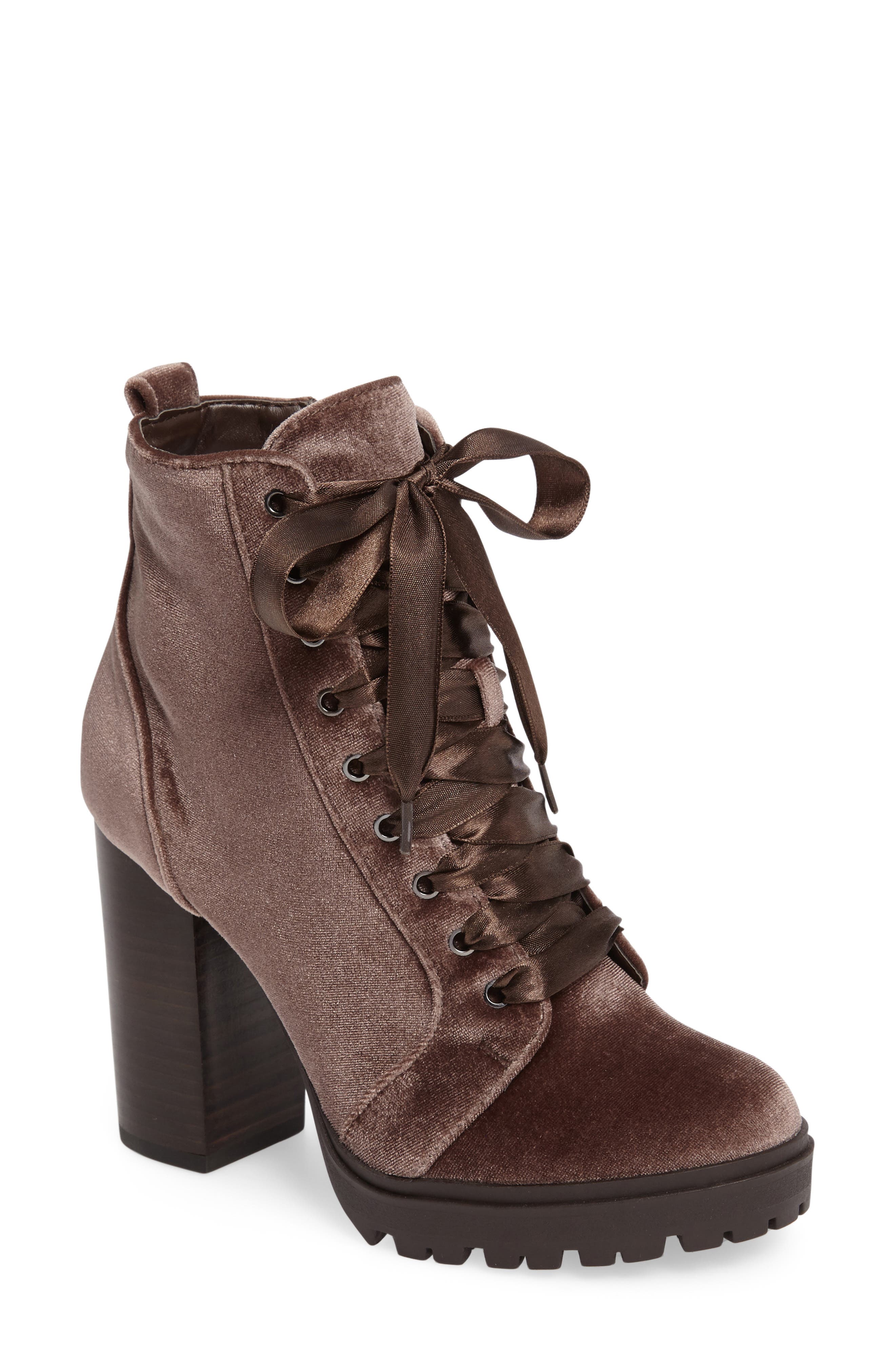 Laurie Platform Bootie, Main, color, TAUPE VELVET