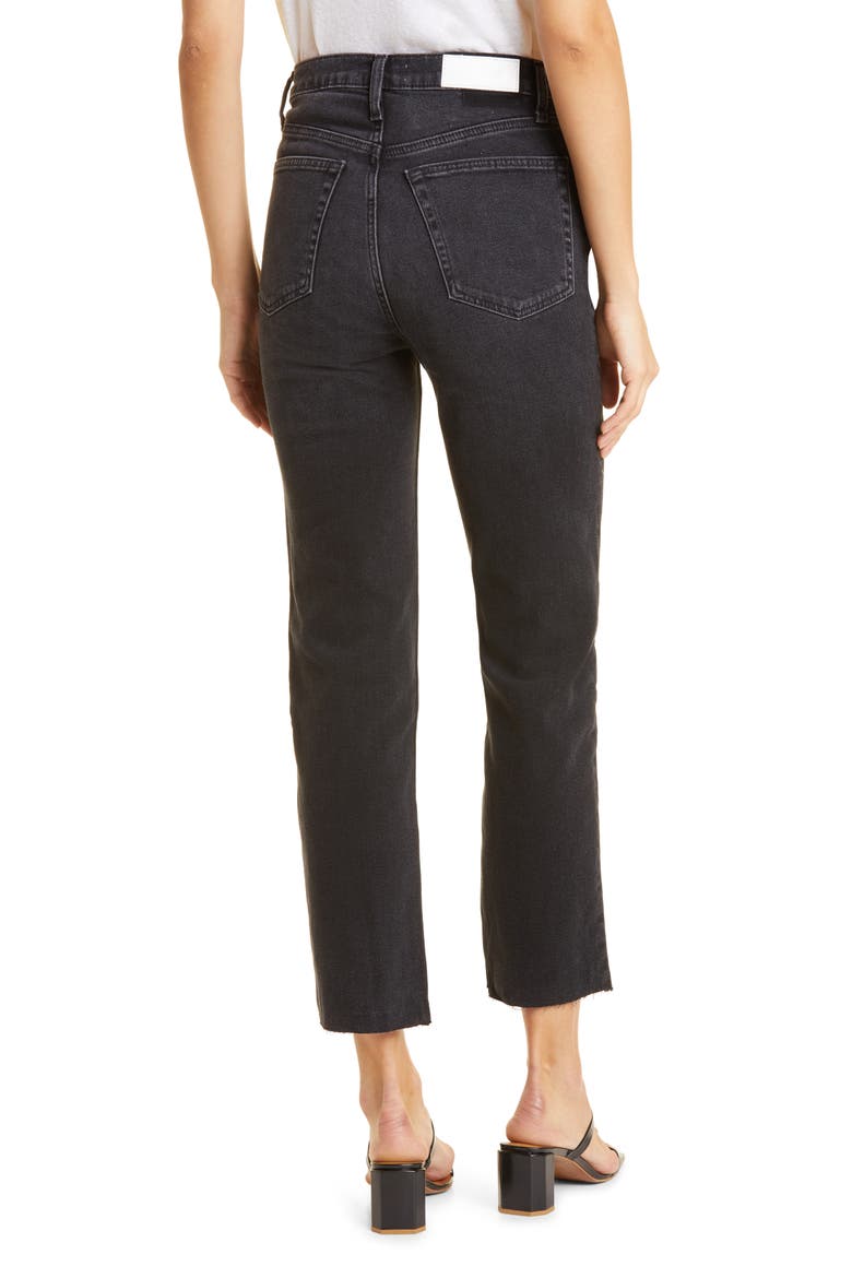 '70s Ultra High Waist Raw Hem Stovepipe Jeans, Alternate, color, WASHED NOIR
