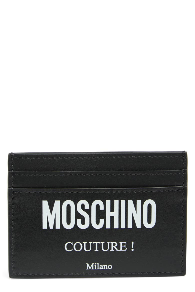 Leather Card Case, Main, color, BLACK