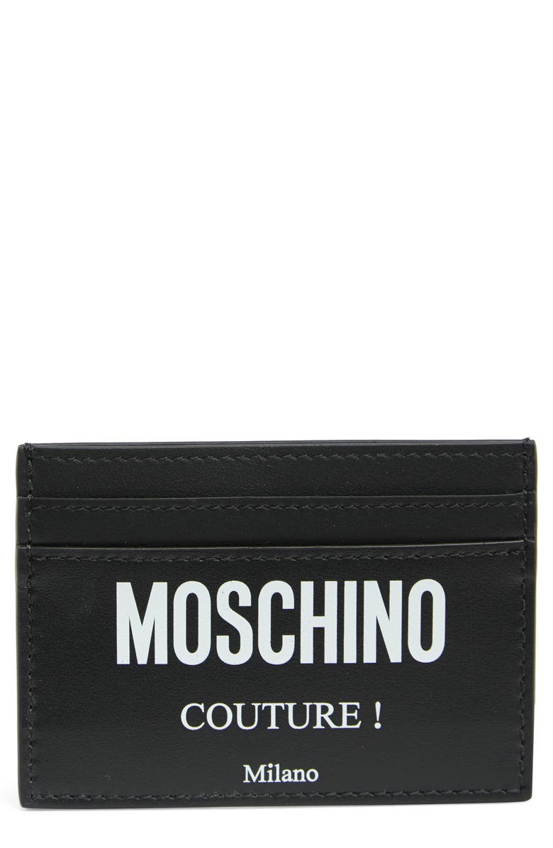 Moschino Leather Card Case, Main, color, 