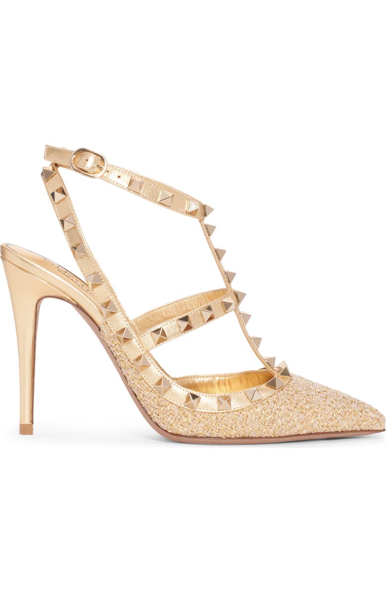 Valentino Garavani Rockstud T-Strap Pointed Toe Pump, Alternate, color,