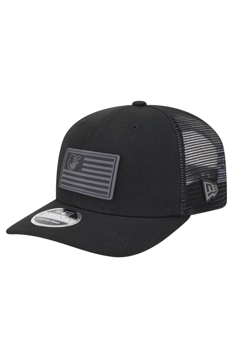 New Era Men's New Era Black Baltimore Orioles Tonal Flag 9SEVENTY Stretch-Snap Hat, Main, color, 