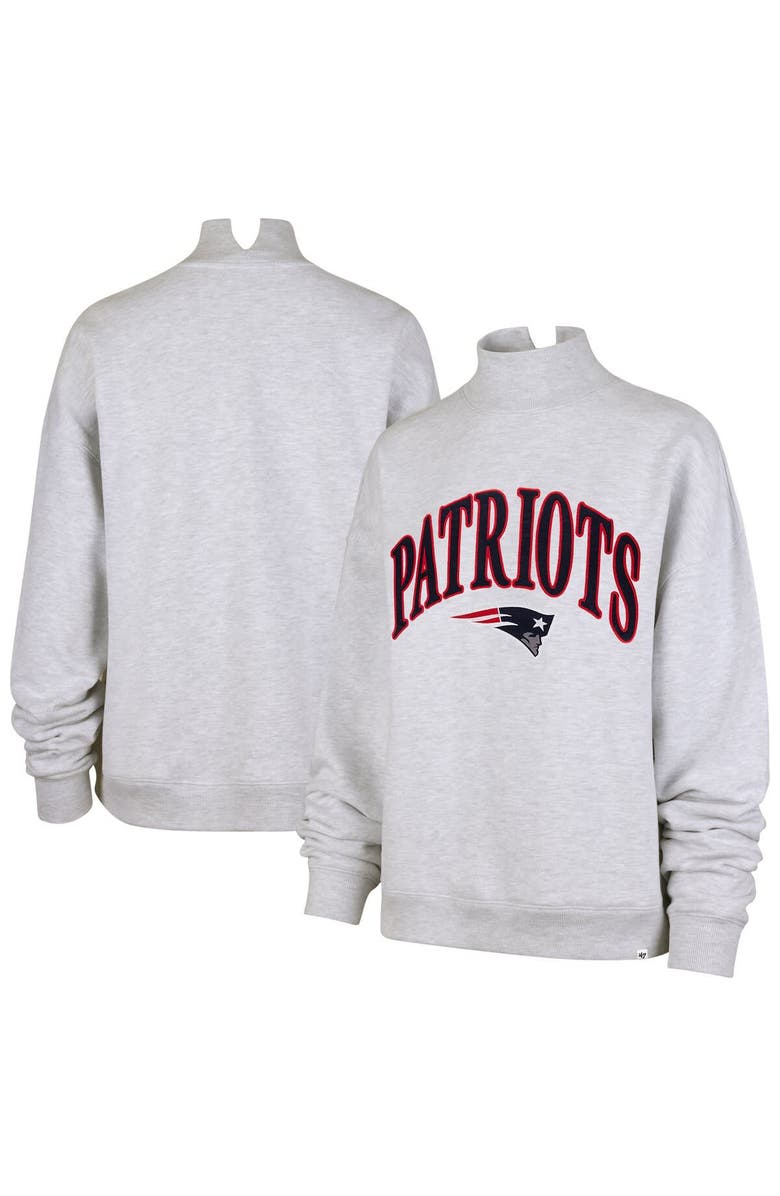 '47 Women's '47 Heather Gray New England Patriots Vantage Mock Neck Pullover Sweatshirt, Main, color, 