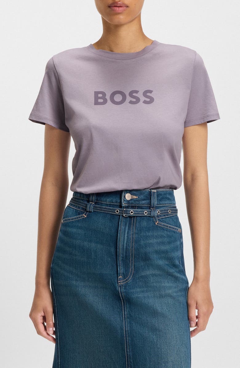 BOSS Orange Elogo Logo Cotton Graphic T-Shirt, Main, color, Light/ Pastel Purple