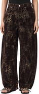 AllSaints Jett Flock Leopard Print Wide Leg Jeans