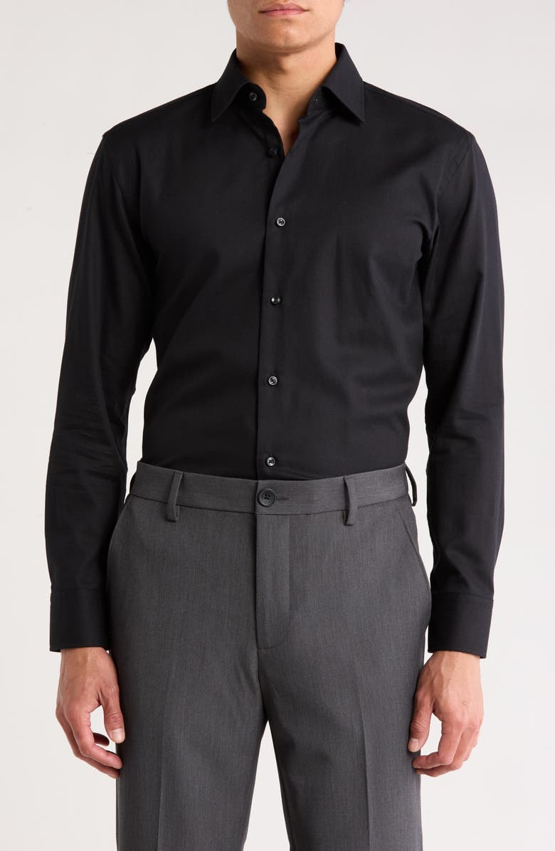 BOSS Kent Sharp Fit Cotton Dress Shirt, Main, color, Black