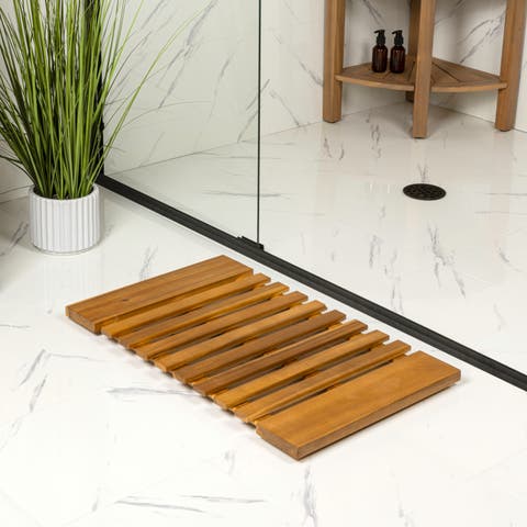 Paige Modern Classic Acacia Wood Slat Indoor/Outdoor Shower Mat