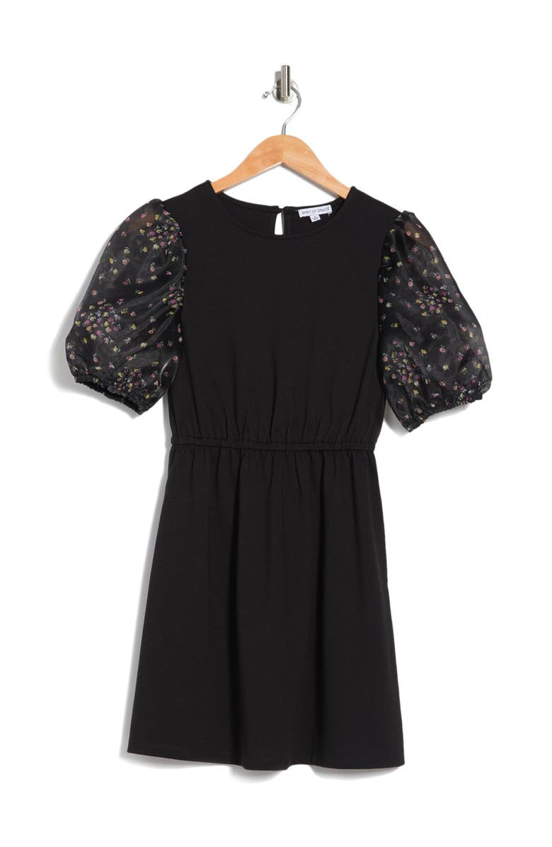 Spirit of Grace Puff Sleeve Ditsy Floral Print Dress, Alternate, color, 