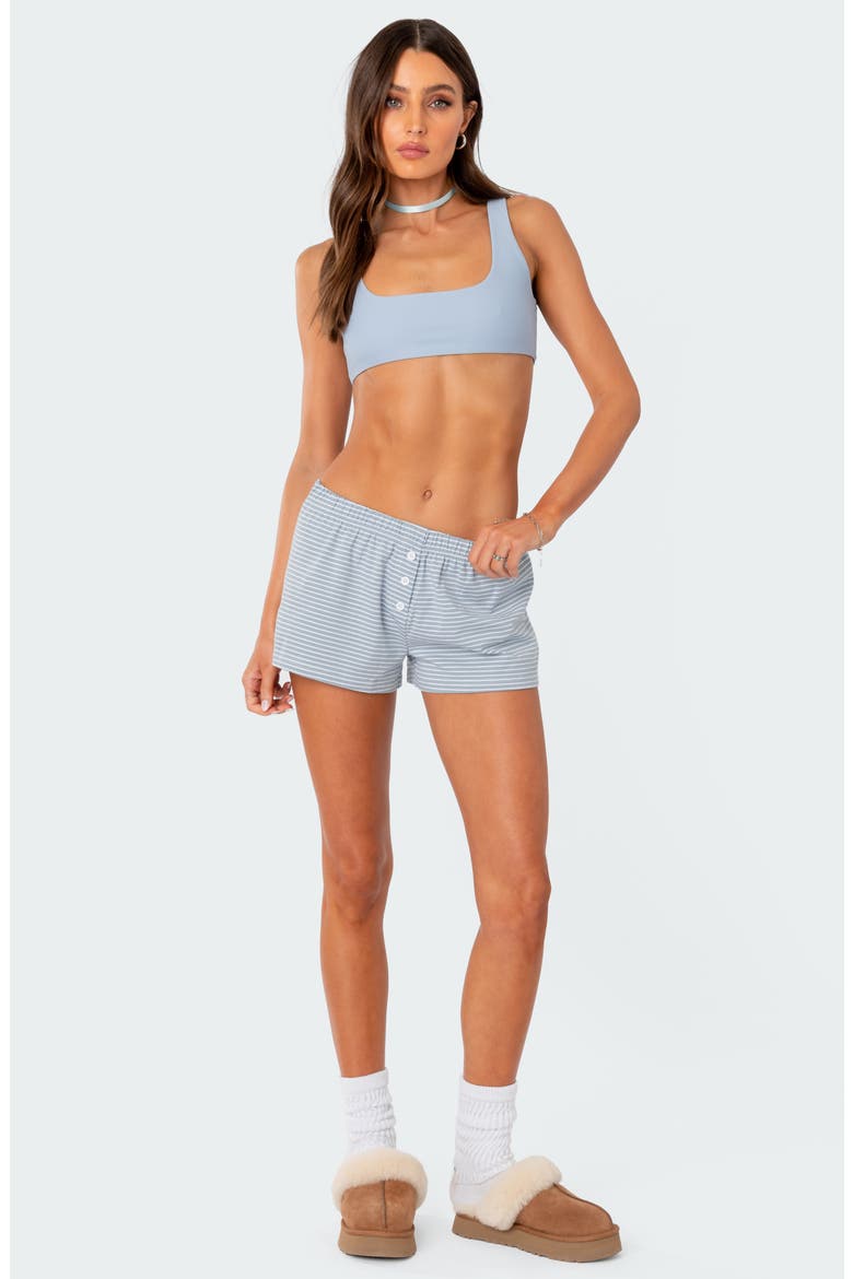 Stripe Stretch Cotton Shorts, Alternate, color, BLUE