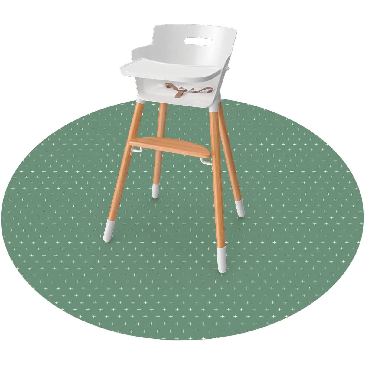 WeeSprout Baby Splat Mat for Kids, Large 51x51 Floor Playmat w/ Durable Waterproof Surface in Rosemary Stitch (Round) 