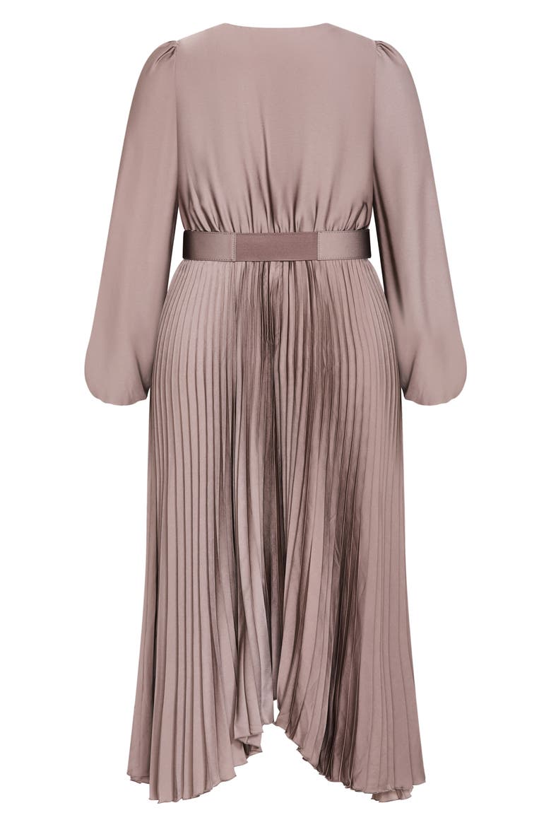 Amara Accordion Pleat Sateen Dress, Alternate, color, MINK