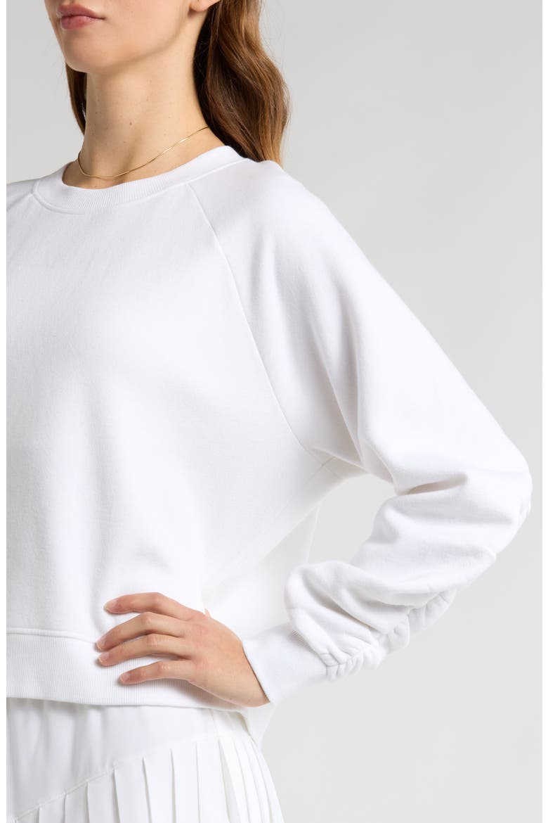 Cloud Fleece Ruched Sleeve Sweatershirt, Alternate, color, WHITE