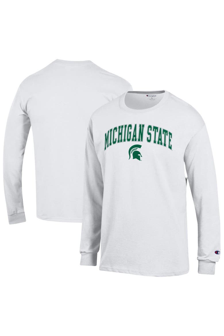 Men's Champion  White Michigan State Spartans Arch Over Logo Long Sleeve T-Shirt, Main, color, White