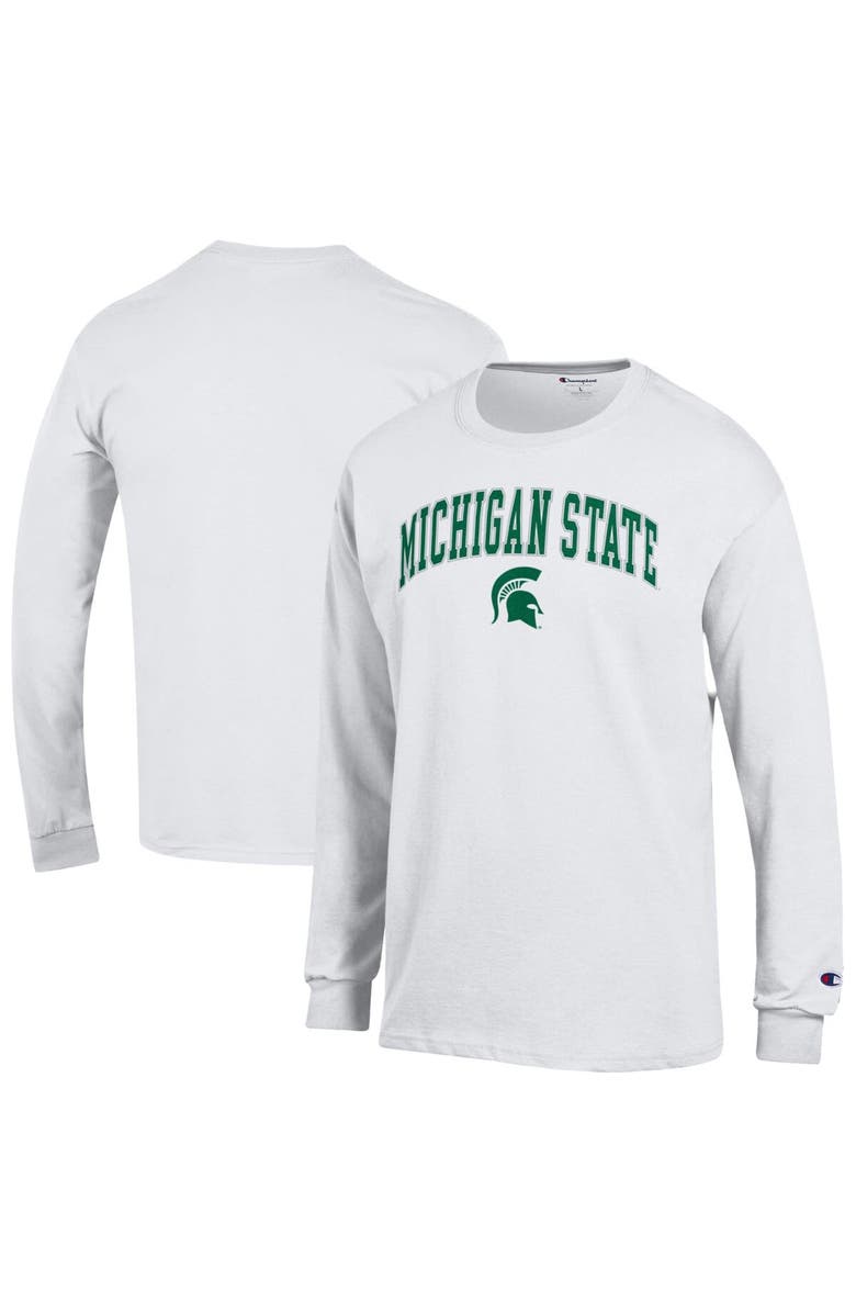 Champion Men's Champion White Michigan State Spartans Arch Over Logo Long Sleeve T-Shirt, Main, color, White