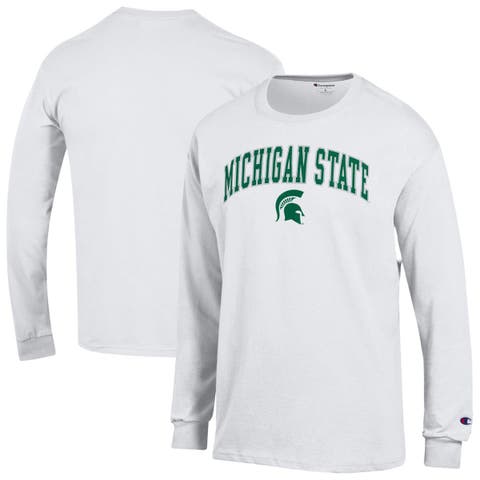 Men's Champion  White Michigan State Spartans Arch Over Logo Long Sleeve T-Shirt