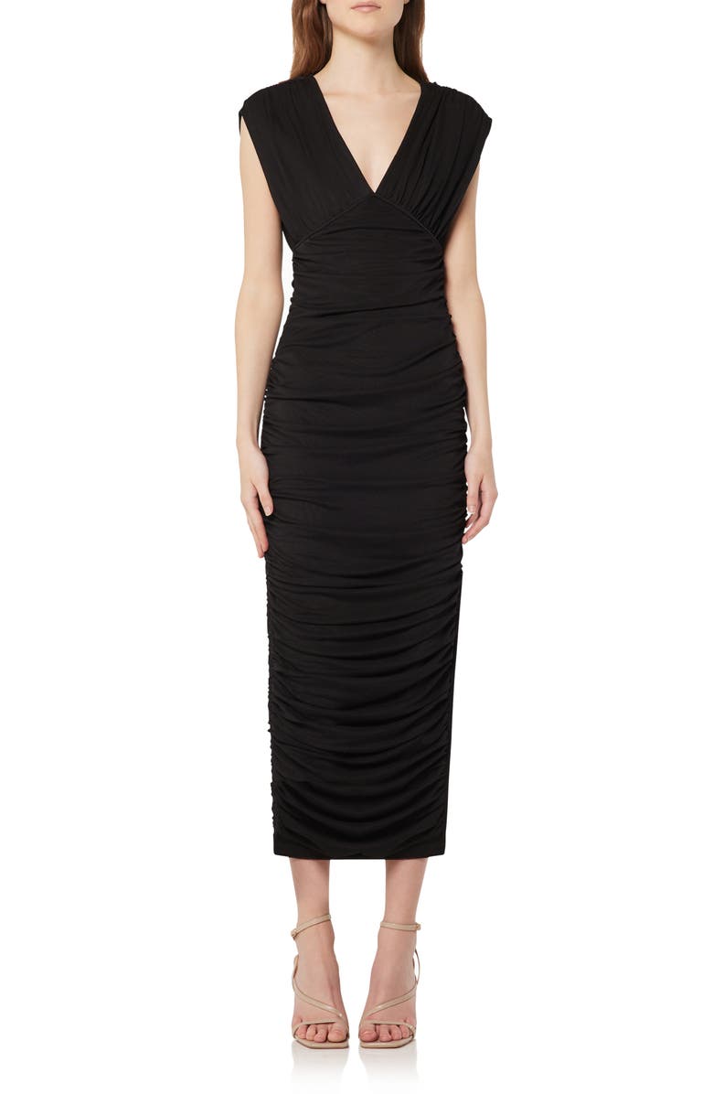 Elliatt Lori Plunge Neck Ruched Sheath Dress, Main, color, 