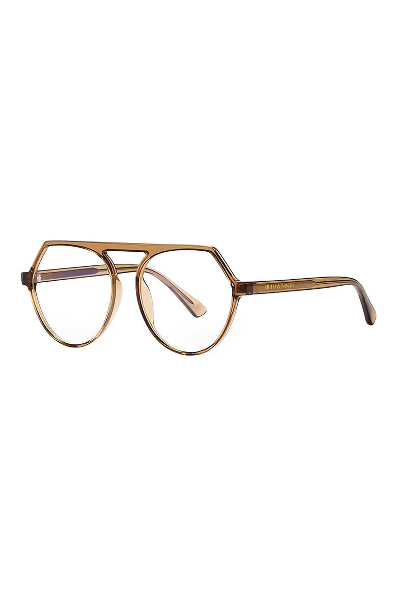 Carter 53mm Round Blue Light Blocking Glasses, Alternate, color, BROWN / CLEAR