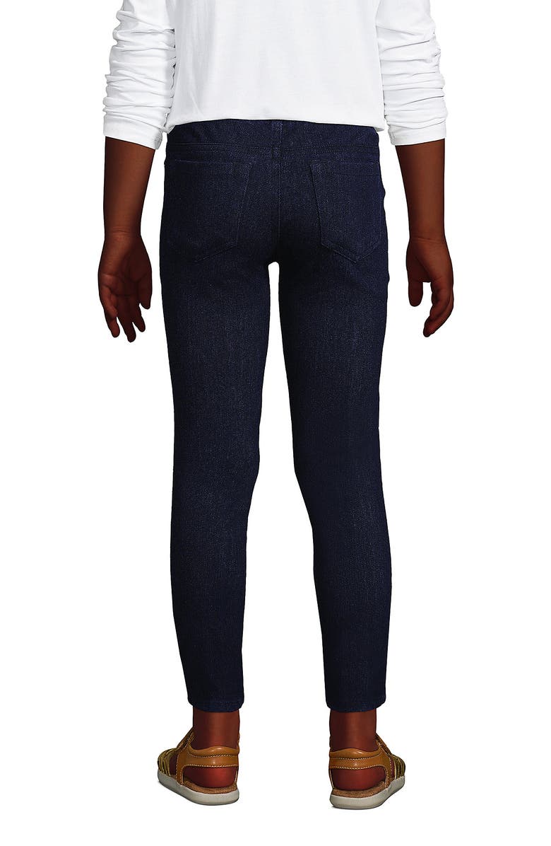 Lands' End Girls Plus Iron Knee Denim Jeggings, Alternate, color, Dark Blue Rinse