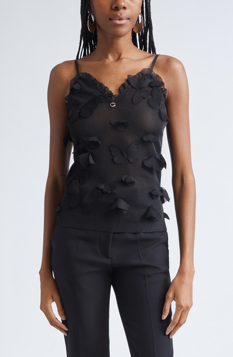 Coperni Butterfly Appliqué Techno Camisole, Main, color, Black