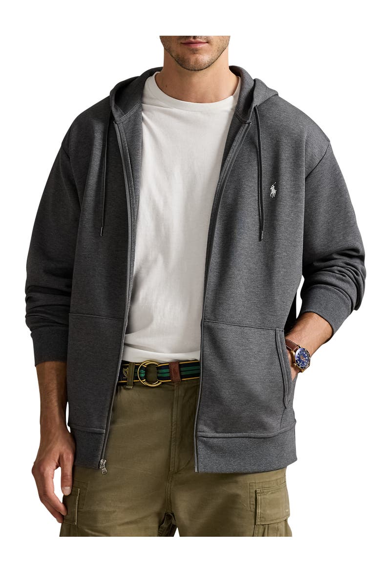 Big & Tall Double-Knit Full-Zip Hoodie, Main, color, BARCLAY HEATHER