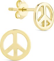 Sterling Forever Peace Sign Stud Earrings