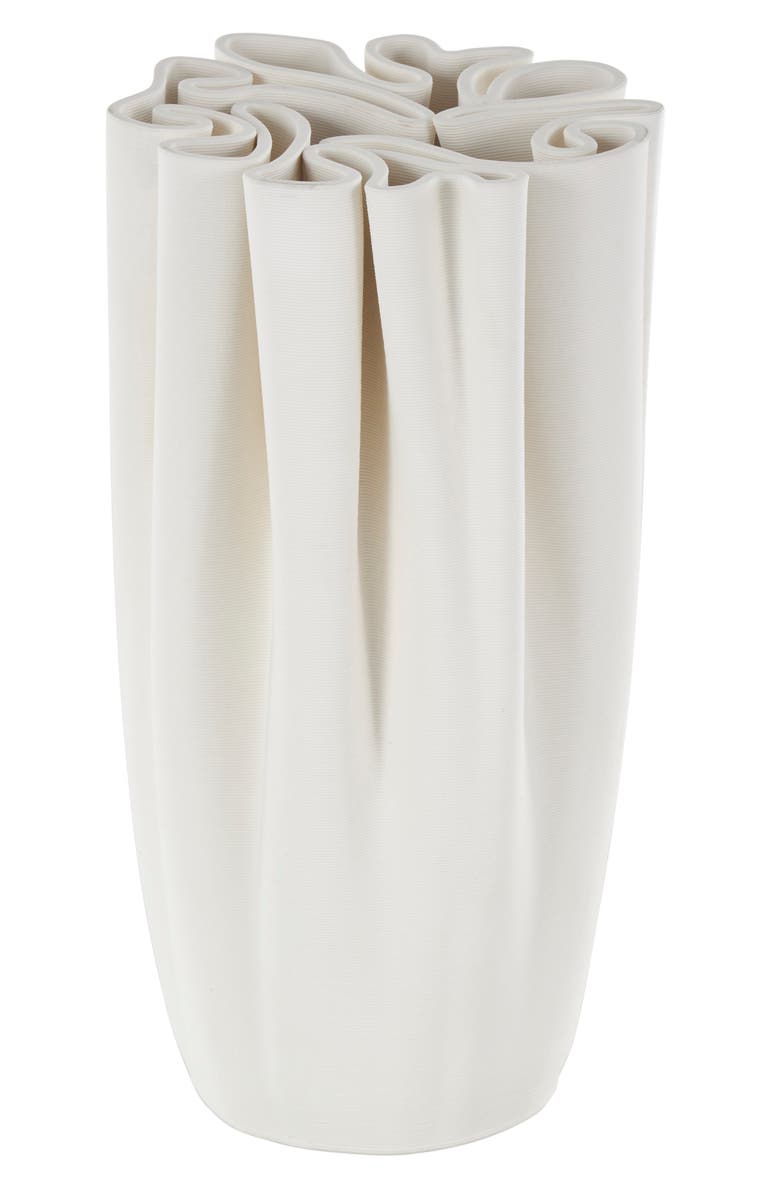 VIVIAN LUNE HOME White Ceramic Vase, Main, color, 