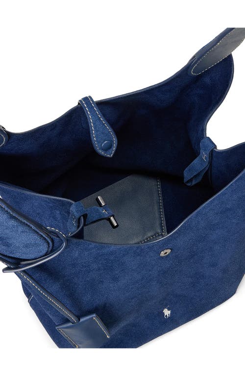 Polo Ralph Lauren Medium Polo Play Suede Tote In Blue