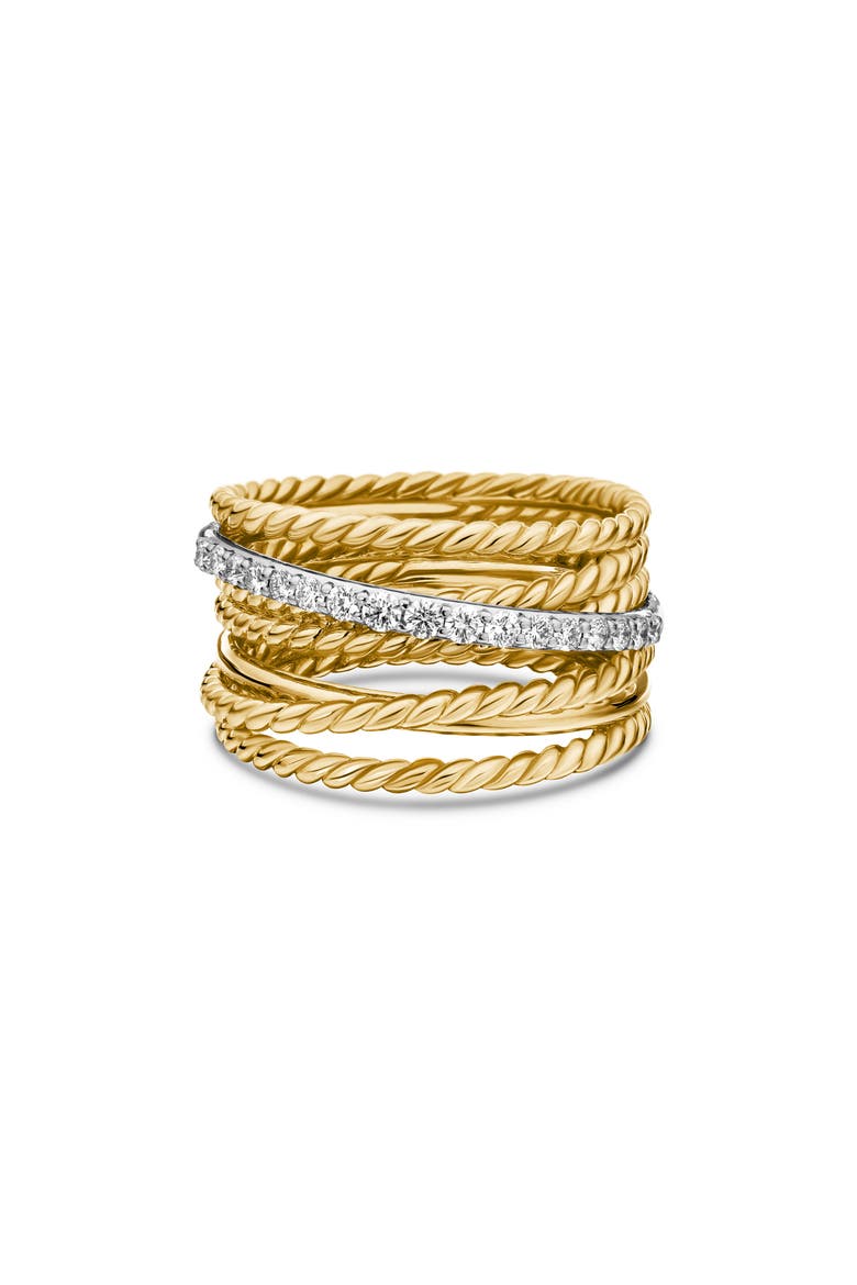 LARGE CROSSOVER DIAMOND RING, Main, color, DIAMOND