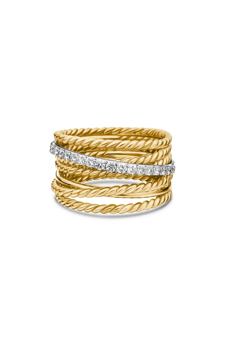 David Yurman DY Crossover Ring with Diamonds in Gold, Main, color, Diamond