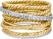 David Yurman DY Crossover Ring with Diamonds in Gold